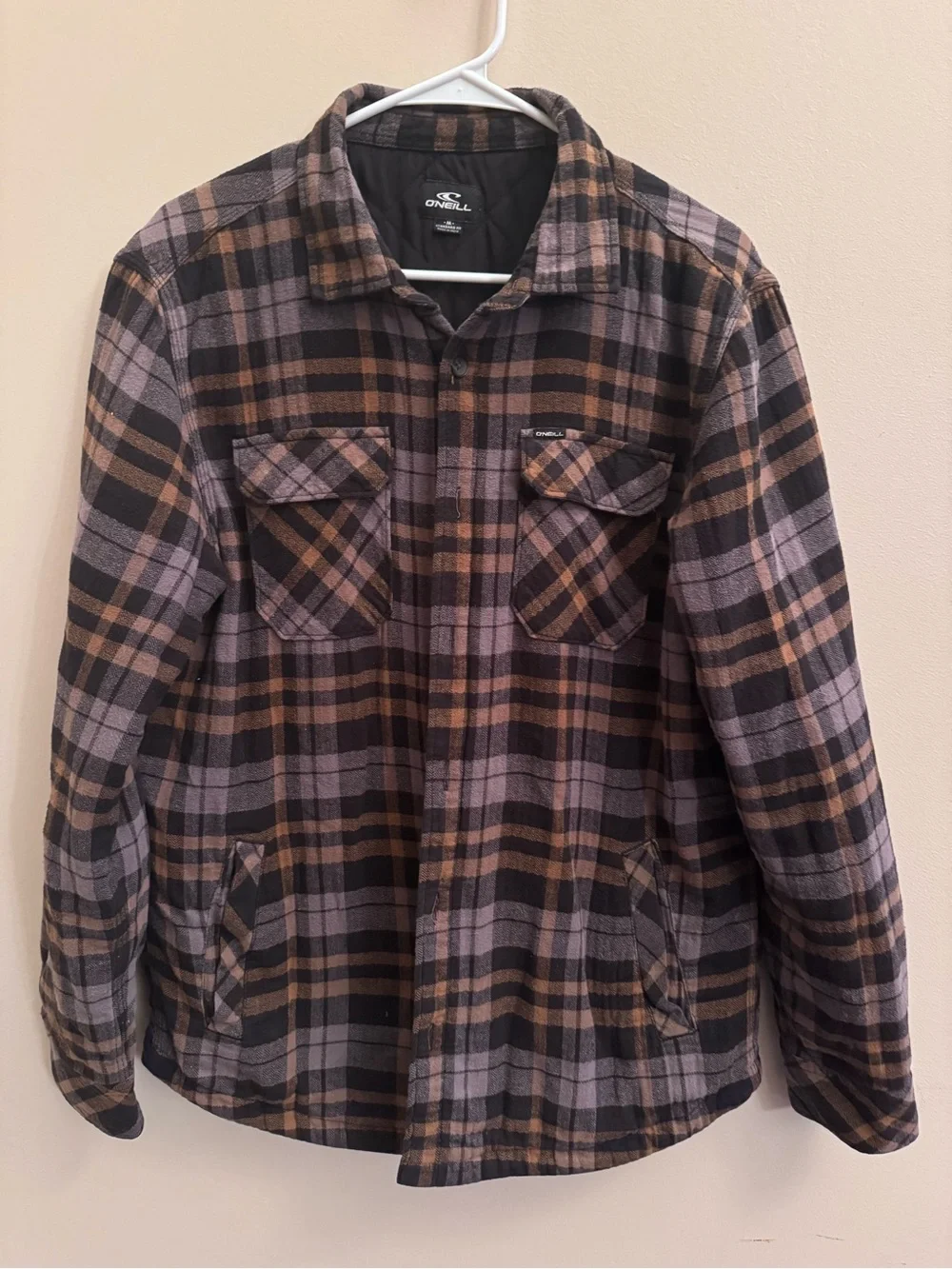 O'Neill Men's Medium Plaid Quilted Flannel Shirt Jacket Shacket Standard Fit